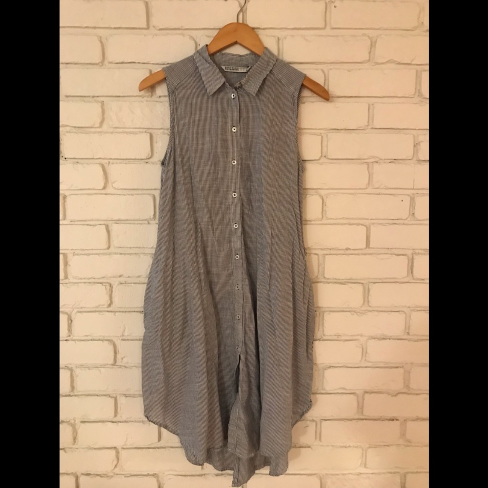 Sleeveless cotton shirt dress
